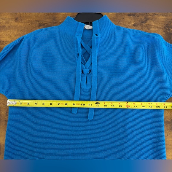 EVERLANE The Lace-Up Smock Sweater Women’s S Blue Long Sleeves Wool Blend - Picture 7 of 8